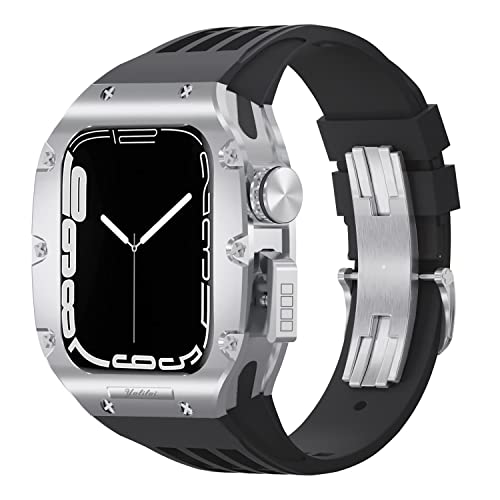 EKINS Luxuriöses Uhrengehäuse aus Titanlegierung, Fluorkautschuk, Mod-Kit, für Apple Watch 8, 7, SE, 6, 5, 4, 45 mm, 44 mm, Ersatzarmband für Luxus-Uhrenarmband, 44mm, Achat von EKINS