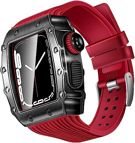 EKINS Robustes Uhrengehäuse aus Legierung und Silikon-Uhrenarmband, für Apple Watch Serie 8/7/6/5/4/SE, 44 mm, 45 mm, 41 mm, 40 mm, zum Selbermachen, Zink-Uhrenabdeckung + Silikon-Armbänder, 40 mm, von EKINS