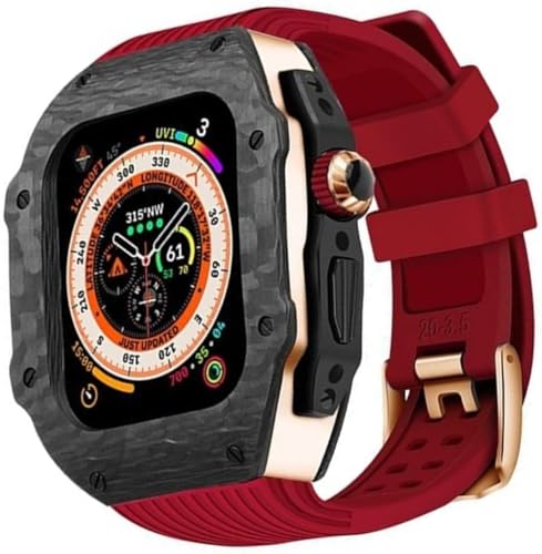 EKINS Schutzhülle aus Karbonfaser, Gummiband, für Apple Watch Ultra Serie 8/7/6/5/4/SE, 49 mm, 45 mm, 44 mm, Uhrengehäuse, sportlich, atmungsaktives Ersatzzubehör, 49 mm, Achat von EKINS