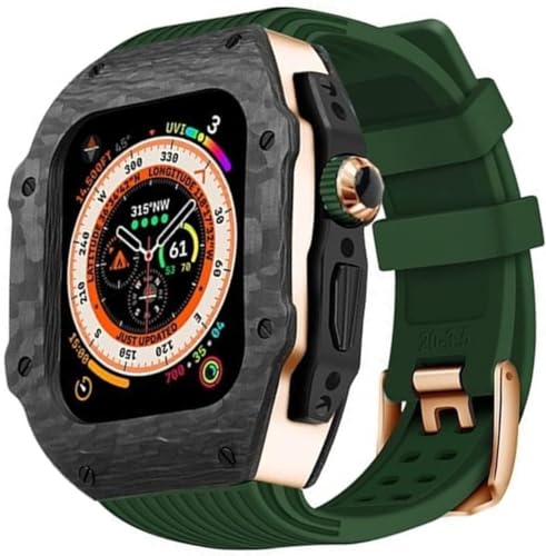 EKINS Schutzhülle aus Karbonfaser, Gummiband, für Apple Watch Ultra Serie 8/7/6/5/4/SE, 49 mm, 45 mm, 44 mm, Uhrengehäuse, sportlich, atmungsaktives Ersatzzubehör, 49 mm, Achat von EKINS