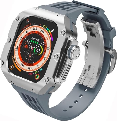 EKINS Titan-Metall-Uhrengehäuse, Gummiband, Mod-Kit, für Apple Watch Serie Ultra 2, 49 mm, Ersatzzubehör, für Herren und Damen, im RM-Stil, For Ultra 2, Achat von EKINS