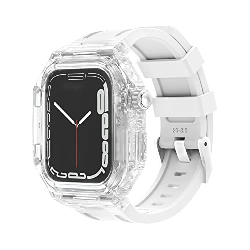 EKINS Transparentes Uhrengehäuse, Fluorkautschuk-Uhrenarmband, für Apple Watch 8, 7, 6, SE, 5, 4, 44 mm, 45 mm, 41 mm, 40 mm, Ersatzarmband mit Werkzeug, 41 mm, Achat von EKINS