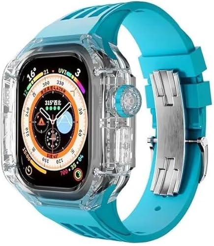 EKINS Transparentes Uhrengehäuse, Gummiband, Mod-Kit, für Apple Watch Ultra 49 mm, Rm, transparentes Uhrengehäuse, sportliches atmungsaktives Armband, für iWatch Serie 8, 49 mm, Ersatzzubehör, 49 mm, von EKINS