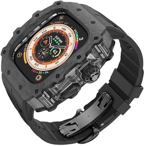 EKINS Transparentes Uhrengehäuse aus Karbonfaser, Mod-Kit, für Apple Watch Ultra 2 49 mm, luxuriöses Uhrenarmband und Carbonfaser-Uhrengehäuse, für iWatch Serie 9/8/7/6/5/4/SE, 45 mm, 44 mm Zubehör, von EKINS