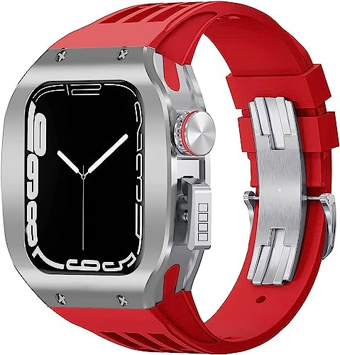 EKINS Uhrenarmband aus Titanlegierung, Gummi, mit Löchern, für Apple Watch Serie 8, 7, 6, 5, 4, SE, 45 mm, 44 mm, Sportarmband mit Edelstahl-Verschluss, stoßfest, für Damen und Herren, For 45mm, Achat von EKINS