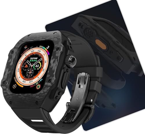 EKINS Uhrengehäuse aus Karbonfaser, für Apple Watch Ultra 8, 49 mm, 7, SE, 6, 5, 4, SE, 45 mm, 44 mm, luxuriöses modifiziertes Uhrengehäuse, 45 mm, Achat von EKINS