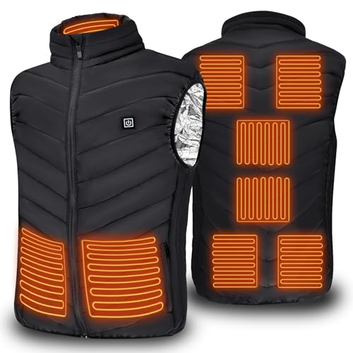 EKKONG Heizweste Beheizbare Weste Herren Beheizte Weste Jacke Heheizte Kleidung mit 9 Heizzone, Warme Heizwesten, Heizung Winterweste für Outdoor Motorrad Skifahren(XL) von EKKONG