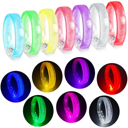 EKKONG LED Armband Leuchtarmbänder Kinder 7 Stück Leuchtarmband Set Knicklichter Armbänder Leuchtende Leuchtspielzeug für Konzert, Party, Festival, Halloween, Bars (7 Stücke) von EKKONG