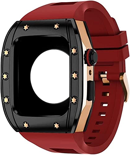 EKSIL Mod Kit 45 mm 44 mm Metallgehäuse, Silikon-Uhrenarmbandhalter für Apple Watch Serie 8, 7, 6, 5, 4 SE, robuste Legierung, Stoßfängergehäuse, Uhrenersatzarmband für Herren, 45 mm, Achat von EKSIL