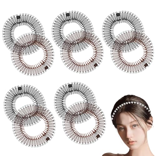 10 Stücke Voll Kreisförmig Stretch Kamm Stretch Haarkamm Stirnband Haarbandhalter Stirnband Haarbandhalter für Frauen Mädchen Damenmodeaccessoires,（Schwarz und Kaffee） von EKSMA