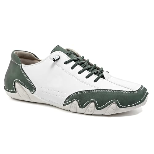 EKoKim Herren Slipper Wanderschuhe, Leicht, Atmungsaktiv, rutschfest, Bequem, Modisch, für Workout, Freizeit, Sport (Color : White Dark Green, Size : 35 EU) von EKoKim