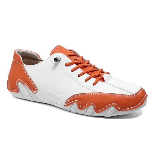 EKoKim Herren Slipper Wanderschuhe, Leicht, Atmungsaktiv, rutschfest, Bequem, Modisch, für Workout, Freizeit, Sport (Color : White Orange, Size : 35 EU) von EKoKim