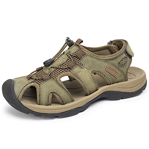 Herren-Sport-Outdoor-Sandalen, Sommer-Herren-Strandschuhe, geschlossene Zehenschuhe, lässige Trekking-Wandersandalen (Color : Green, Size : EU 37) von EKsma