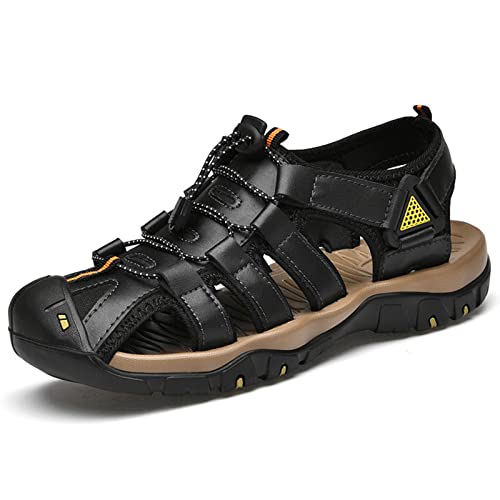 Herren-Wander-Sportsandalen, geschlossene Sportsandalen, leichte Trail-Walking-Freizeitsandalen, Wasserschuhe (Color : Black, Size : EU 40) von EKsma