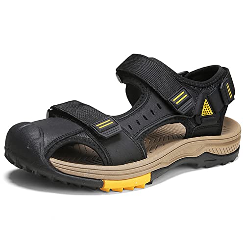 Outdoor-Wandersandalen for Herren, leichte Wandersandalen mit geschlossenem Zehenbereich, Sommer-Strand-Wasserschuhe (Color : Black, Size : EU 39) von EKsma