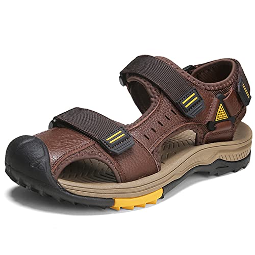 Outdoor-Wandersandalen for Herren, leichte Wandersandalen mit geschlossenem Zehenbereich, Sommer-Strand-Wasserschuhe (Color : Brown, Size : EU 37) von EKsma