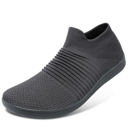 ELAPHURUS Damen Herren Barfußschuhe Unisex Breite Atmungsaktiv Schuhe Barfusslaufschuhe Leicht Casual Walkingschuhe,Grau,41 EU von ELAPHURUS