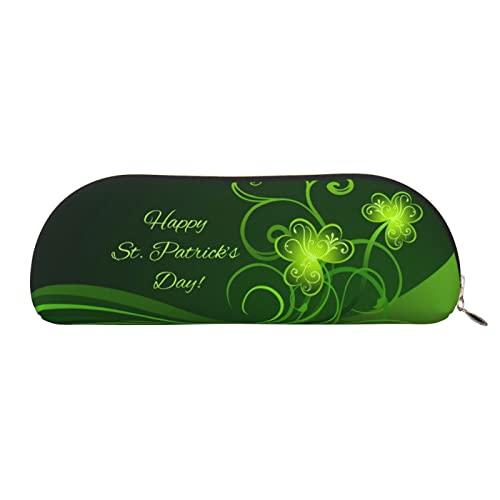 ELBULL Happy St Patrick's Day Federmäppchen, Ledertasche, Stiftehalter, Schreibwaren-Box mit Reißverschluss, Aufbewahrungstasche für Studenten und Büro, gold, Einheitsgröße, Europäischer und amerikanischer Stil von ELBULL