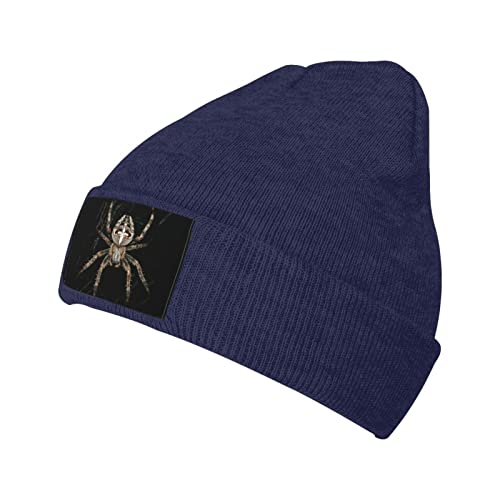 ELBULL Herren Beanie Slouchy Knit Cap Warm Strumpfmützen Jungs Frauen Gestreifte Gruselige Spinne Winter Beanie Mütze, Marineblau, Einheitsgr��e von ELBULL