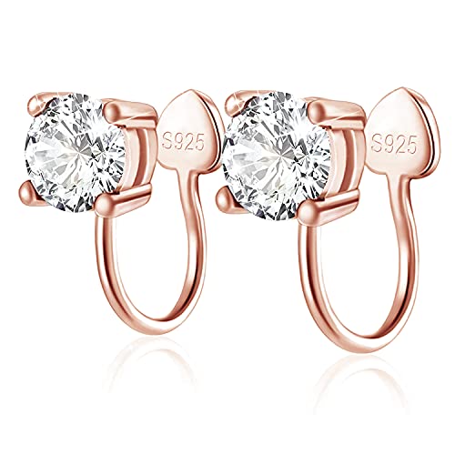 Cubic Zirkonia Non-Piercing Ohrringe - Sterling Silber hypoallergene Ohrstulpen Knorpelohrringe für Frauen,Roségold von ELEDUCTMON