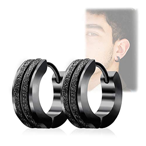 Edelstahl Creolen für Herren Damen, Silber/Gold/Schwarz/Blau Hypoallergene Runde Huggie Ohrringe, Mode Punk Ohrringe Piercing Schmuck Geschenk für Jungen Mädchen von ELEDUCTMON