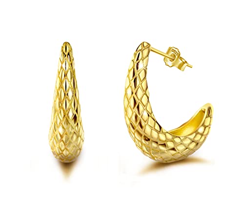 Half Hoop Earrings für Frauen - 14K Gold plattiert Sterling Silber klobig offen Hoop Earrings Thick Huggie Ohrringe Minimalist Mode Ohrringe Geschenke für Valentinstag Geburtstag von ELEDUCTMON