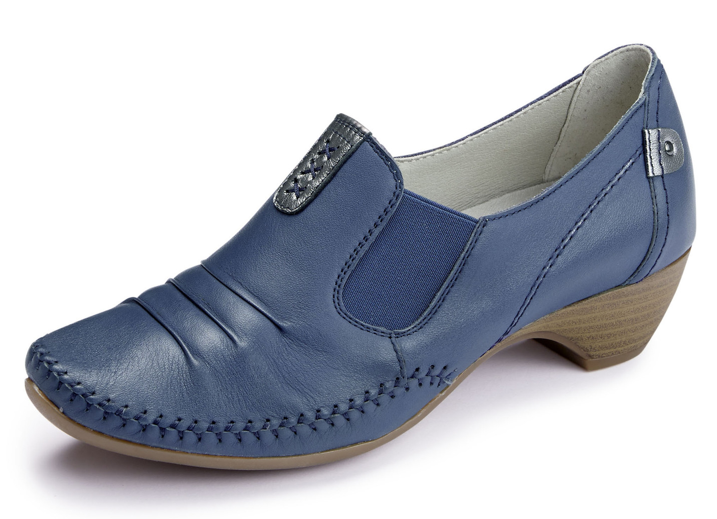 ELENA EDEN Mokassin-Pumps mit Metallic-Lederbesätzen, Blau, Größe 37 von ELENA EDEN