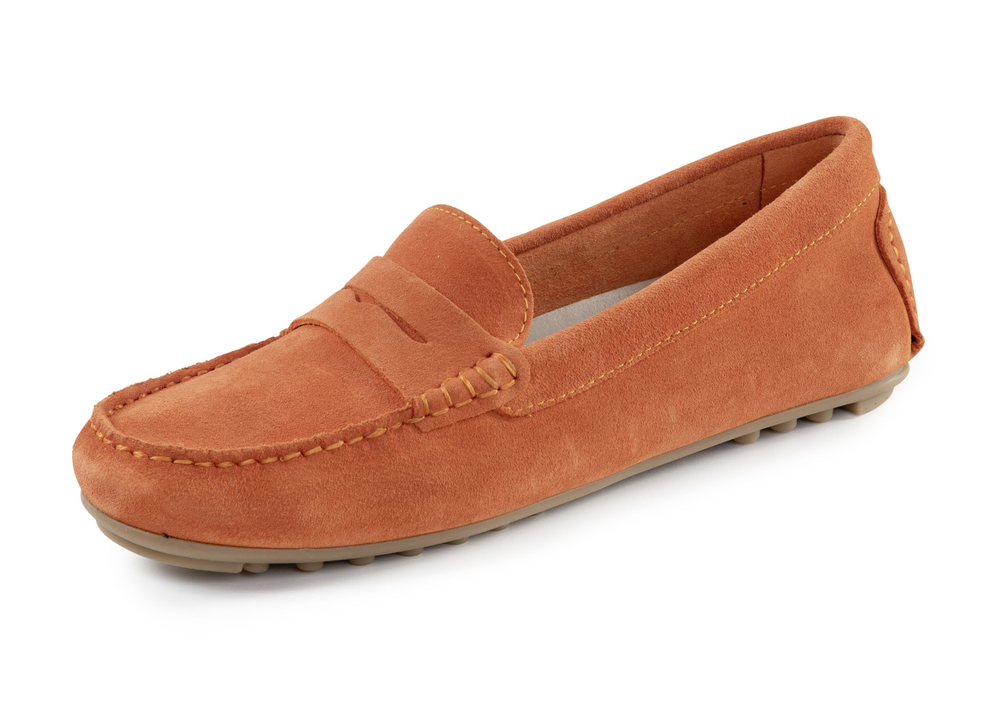 ELENA EDEN Mokassin-Slipper aus geschmeidigem Rind-Veloursleder, Orange, Größe 37 von ELENA EDEN