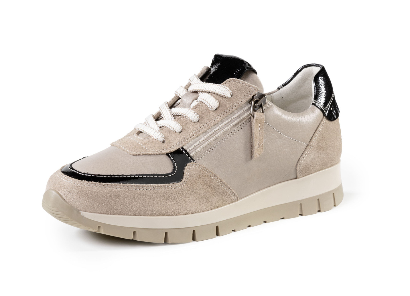 ELENA EDEN Sneaker mit rückwärtigem Nietenbesatz, Taupe-Schwarz, Größe 36 von ELENA EDEN