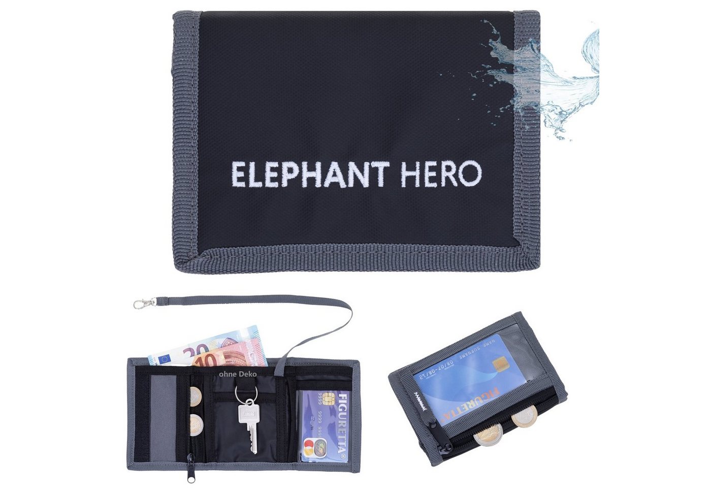 ELEPHANT Geldbörse Mädchen Jungen Hero Signature, Wallet Klettbörse Schülerbörse Schlüsselring Ausweisfach von ELEPHANT