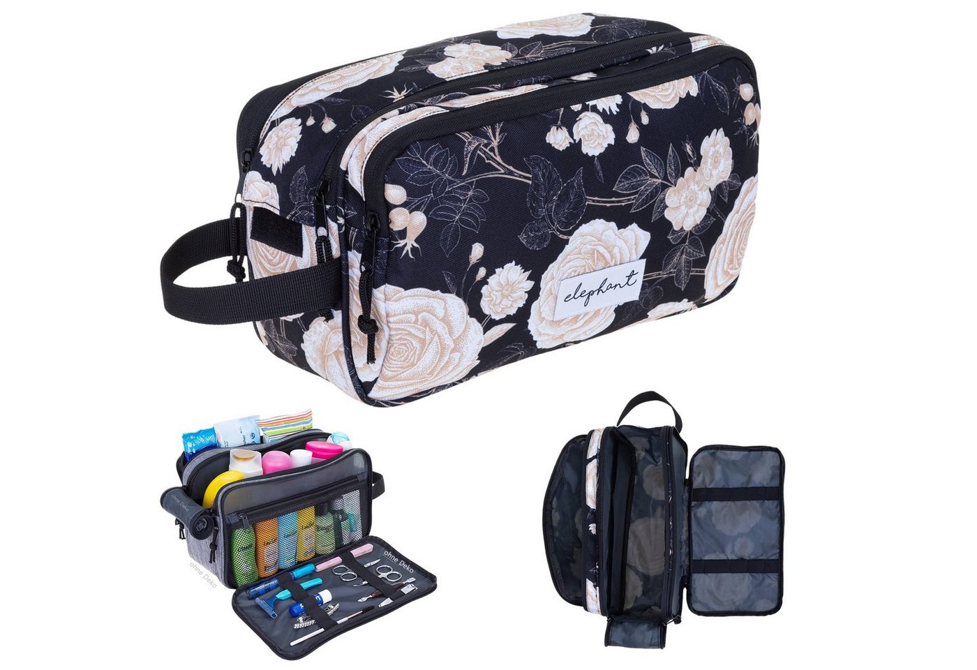 ELEPHANT Kulturbeutel Travel Flower Damen Washbag Reise, Kulturtasche Kosmetiktasche Reise Tasche Sauna von ELEPHANT