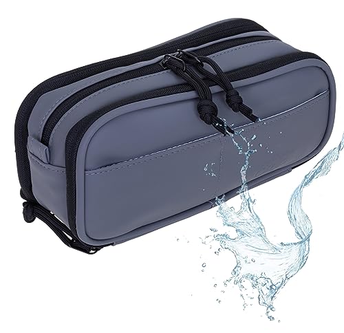 ELEPHANT Mäppchen Federmäppchen Utensilo Aufbewahrungstasche klein Stiftetasche Kabeltasche wasserfest Organizer Büro Plane Hydro Pencil Case 12828 (Uni Grau) von ELEPHANT