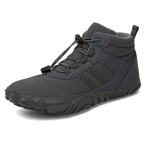 Barfußschuhe Winter,Herren Damen Wasserdicht Barfussschuhe Barefoot Shoes Unisex Wasserdicht Traillaufschuhe Outdoor rutschfeste Winterstiefel Gray 38EU von ELIOGN