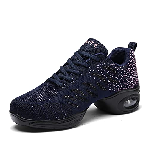 Damen Jazz Schuhe Tanzschuhe Damen Mode Mesh Lace Up Schuh Freizeit Training Sneaker Sport Outdoorschuhe Laufschuhe Modern Tanz Jazz Tango Gymnastik Schuhe Blau 41 von ELIOGN