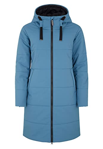 ELKLINE Damen Steppmantel Comfort | langer Wintermantel mit verstellbarer Kapuze | 2-Wege Reißverschluss mit Kinnschutz 2019060, Farbe:blue coral, Größe:38 von ELKLINE