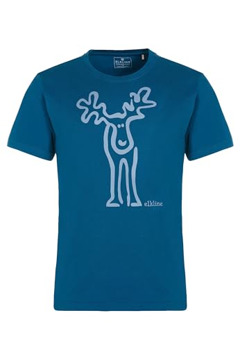 ELKLINE Herren T-Shirt Rudolf Kurzarm Kult Elch Print Jersey Shirt 1041152, Größe:L, Farbe:Blue Coral - ashblue von ELKLINE