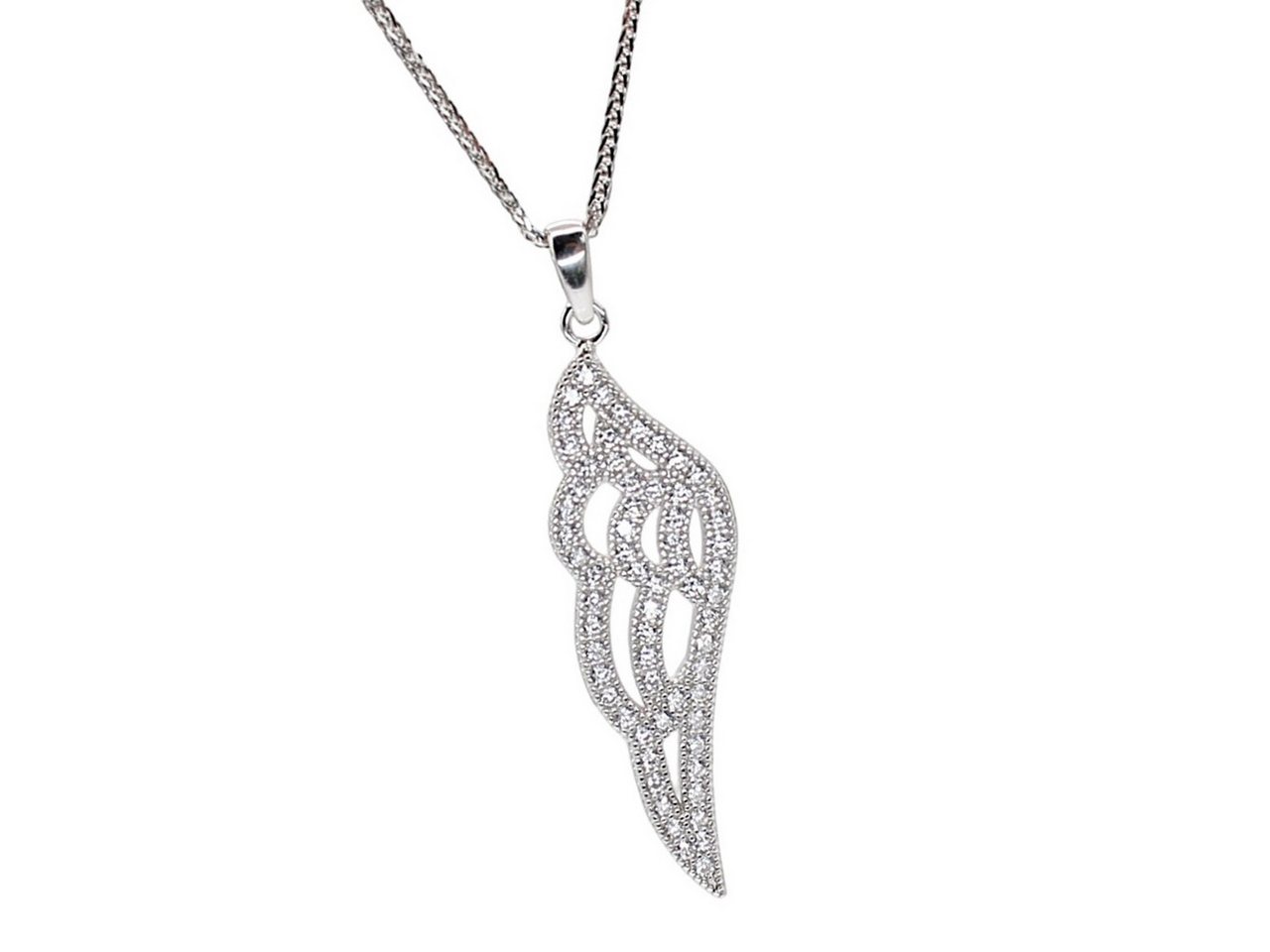 ELLAWIL Silberkette Kette mit Engelsflügel Anhänger Damen Zirkonia Halskette Mädchen (Kettenlänge 45 cm, Sterling Silber 925), inklusive Geschenkschachtel von ELLAWIL