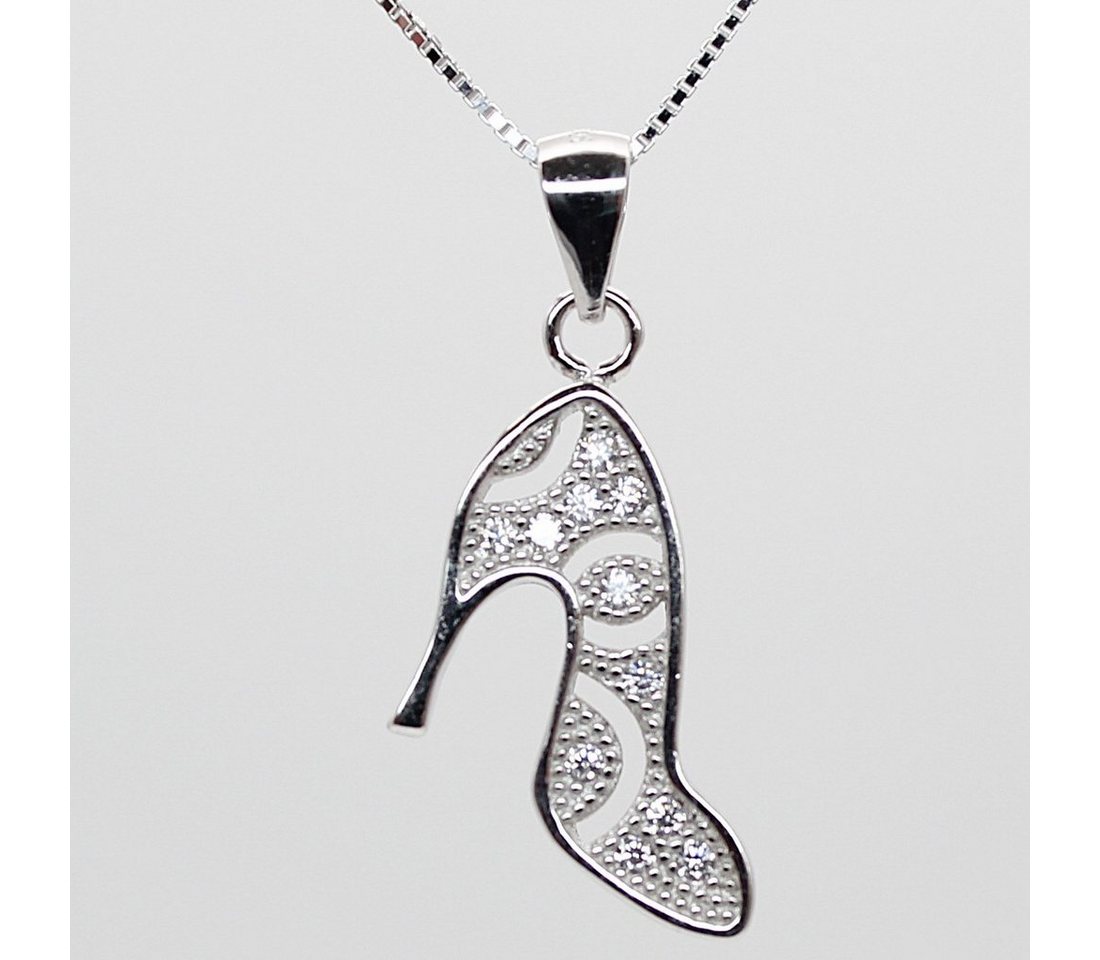 ELLAWIL Silberkette Kette mit High Heels Anhänger Damen Zirkonia Halskette Mädchen (Kettenlänge 40 cm, Sterling Silber 925), inklusive Geschenkschachtel von ELLAWIL