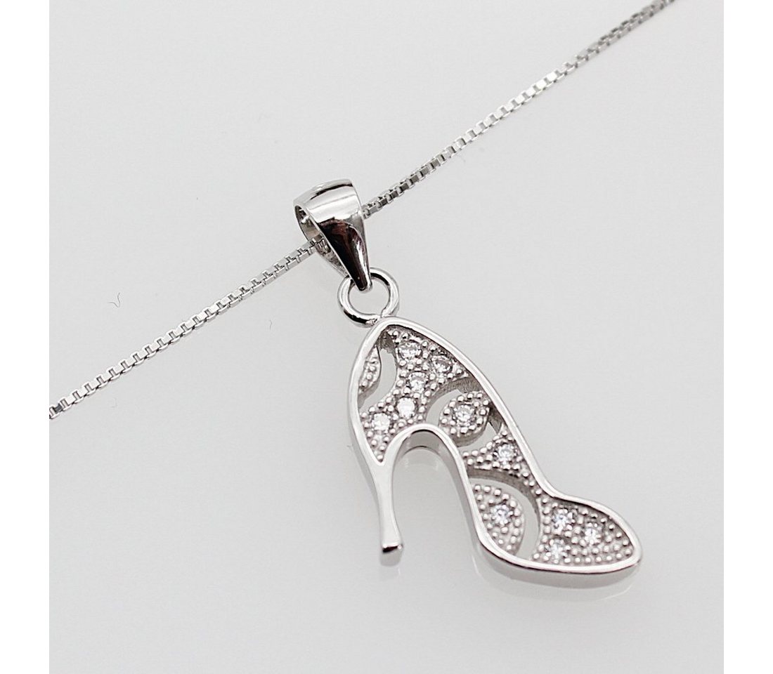 ELLAWIL Silberkette Kette mit High Heels Anhänger Damen Zirkonia Halskette Mädchen (Kettenlänge 45 cm, Sterling Silber 925), inklusive Geschenkschachtel von ELLAWIL