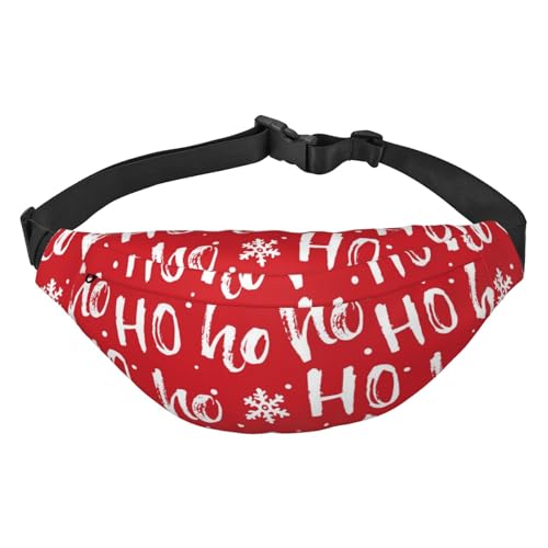 Weihnachten Hohoho Muster Weihnachtsmann Lachen Crossbody Fanny Pack für Damen Herren Mode Taille Pack Gürteltasche für Wandern Laufen Reisen, mehrfarbig, Einheitsgröße, Kuriertasche von ELMAIN