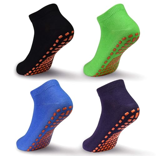 ELUTONG Trampolin Socken Kinder Antirutschsocken, 4 Paar Jungen Mädchen Rutschfeste Yoga Training Boden Socken für 2-5 Jahre Kleinkind von ELUTONG