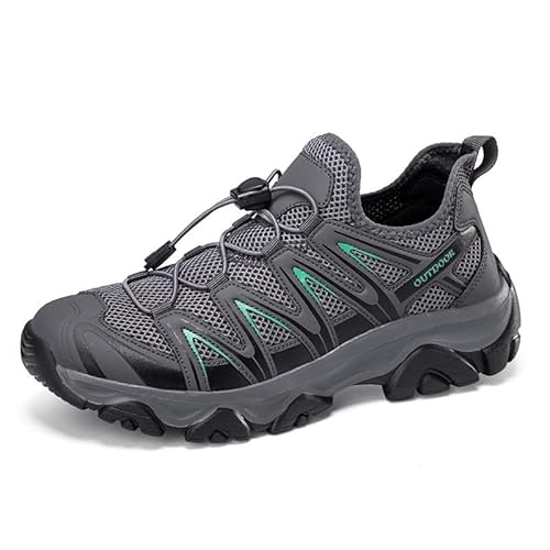 Trailrunning-Schuhe, Wanderschuhe, Outdoor-Arbeitsschuhe, Sneaker-Stil mit elastischer Sohle, kein Binden der Schnürsenkel nötig, passt sich dem Fuß an, Obermaterial aus Mesh(Color:Black- blue,Size:39 von ELroal