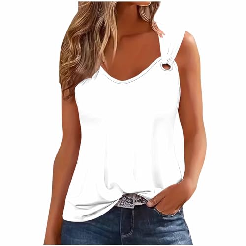 Angebot des Tages Tank Top Damen Sommer Oberteile V-Ausschnitt Ärmellos Tshirt Lässige Baumwolle Tunika Tops Einfarbig Elegant Locker Mode Leichte Blusentop Sexy Weste Shirt von EMATOP