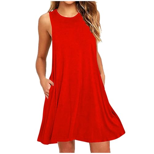Damen Kleider Elegant Kurzer Shirtkleid Lässiges Ärmellos Sommerkleid Knielang Minikleid Baumwolle Einfarbig Strandkleid Leicht Bequem Freizeitkleid mit Taschen T-Shirt A Linie Kleid Damen Kleider Elegant Kurzer Shirtkleid Lässiges Ärmellos Sommerkleid Knielang Minikleid Baumwolle Einfarbig Strandkleid Leicht Bequem Freizeitkleid mit Taschen T-Shirt A Linie Kleid von EMATOP