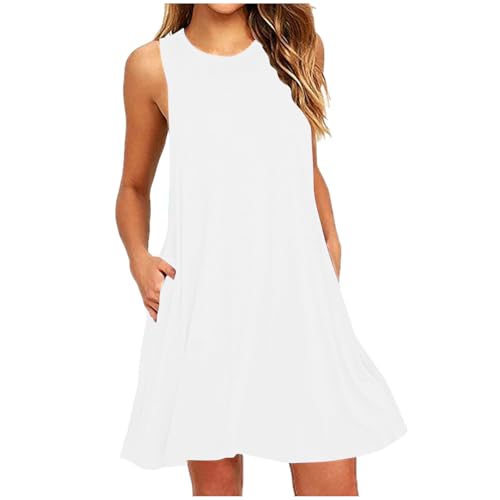 Damen Kleider Elegant Kurzer Shirtkleid Lässiges Ärmellos Sommerkleid Knielang Minikleid Baumwolle Einfarbig Strandkleid Leicht Bequem Freizeitkleid mit Taschen T-Shirt A Linie Kleid Damen Kleider Elegant Kurzer Shirtkleid Lässiges Ärmellos Sommerkleid Knielang Minikleid Baumwolle Einfarbig Strandkleid Leicht Bequem Freizeitkleid mit Taschen T-Shirt A Linie Kleid von EMATOP