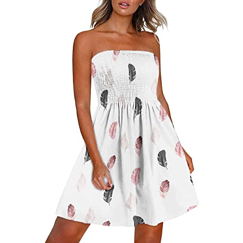 Damen Sommer Strandkleider Boho Baggy Loose Bandeau Kleider Lang Elegant Kurz Kleider Tunikakleid Cover Up Strandponcho Ärmelloses Elegant Freizeitkleid von EMATOP