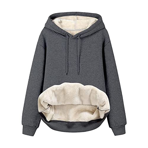 EMATOP Angebot des Tages Hoodie Damen Fleece Gefütterte Sweatshirt Winter Warm Pullover mit Kapuze Fleecepullover Kuschelig Innenfutter Kapuzenpullover Casual Sportlich Langarmshirt Pulli von EMATOP