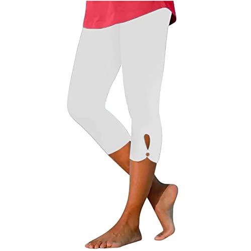 EMATOP Angebote des Tages Heute Deal 3/4 Leggings Damen Sommer Sport Jogginghose High Waist Sporthose Baumwolle Blickdicht Yoga Hose Kurze Einfarbig Sportleggins Elastische Taille Yogahose Laufhose von EMATOP