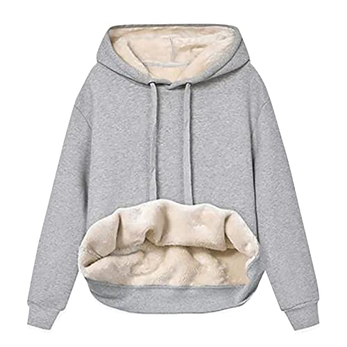 EMATOP Black Friday 2023 Hoodie Damen Fleece Gefütterte Sweatshirt Winter Warm Pullover mit Kapuze Fleecepullover Kuschelig Innenfutter Kapuzenpullover Casual Sportlich Langarmshirt Pulli von EMATOP