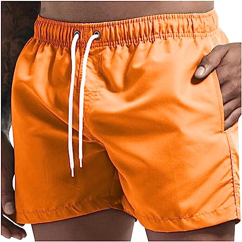 EMATOP Boardshorts Herren Kurz Einfarbig Badehose Freizeit Lose Shorts Schnelltrocknend Sporthose Elastische Taille Strandshorts Sommer Baumwolle Jogginghose mit Taschen Sommerhose für Männer von EMATOP